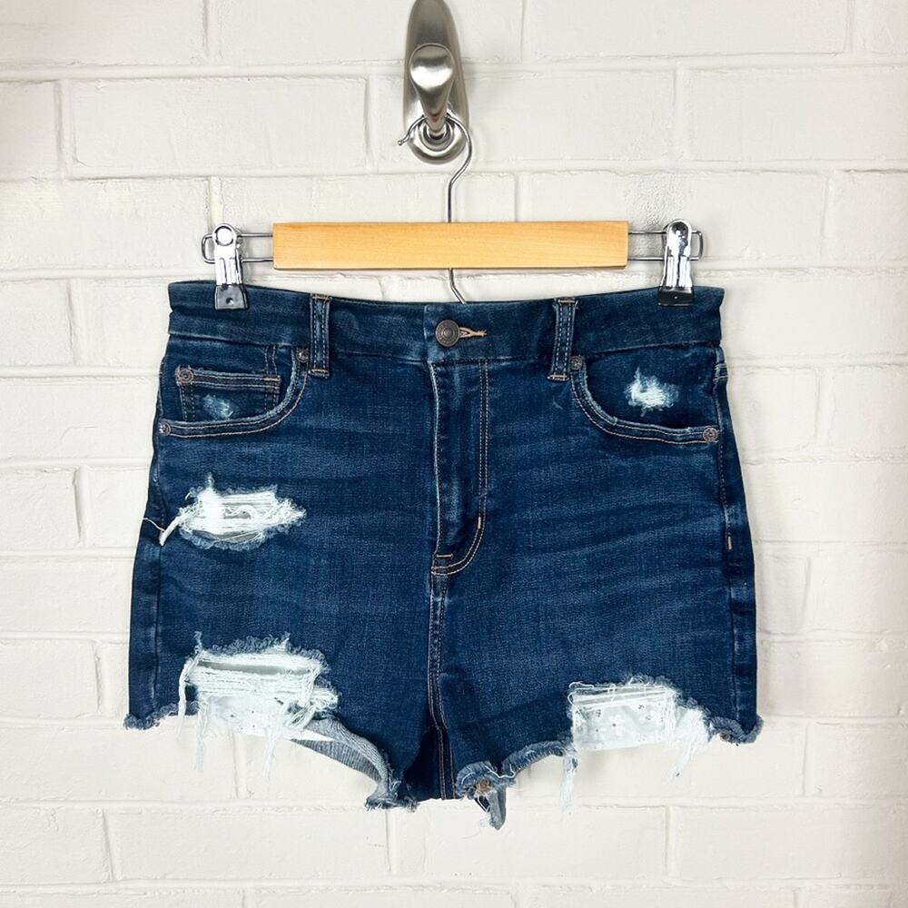 American Eagle Curvy Hi-Rise Shortie Distressed Denim Shorts Size 4